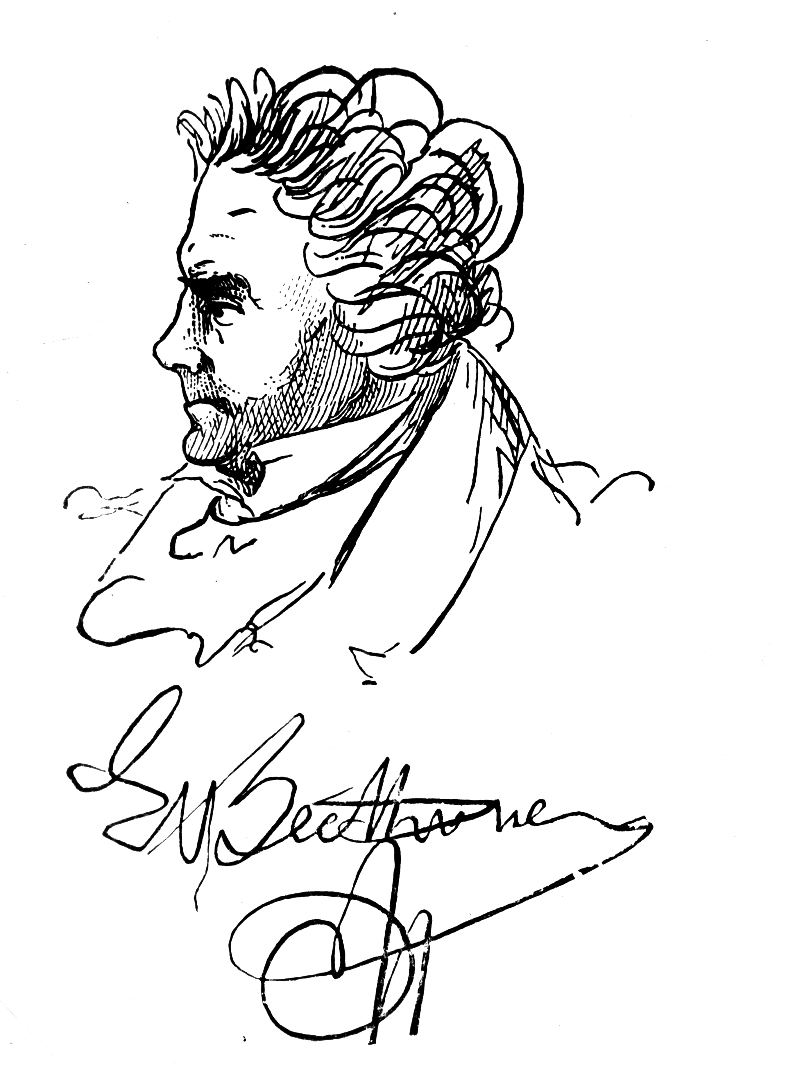 Klaue: Beethovens Handschrift – hier seine Unterschrift – gilt als legendär unleserlich. Illustration: Hulton Archive/Getty Images