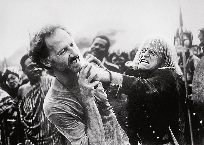 schwarz-weiß Bild von Werner Herzog und Klaus Kinski