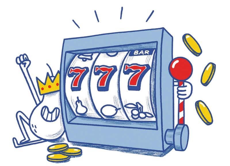 Illustration Glücksspiel Automat zeigt 7er-Reihe