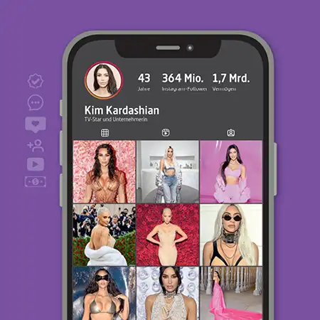 Handy Mockup mit Instagram-Profil von Kim Kardashian