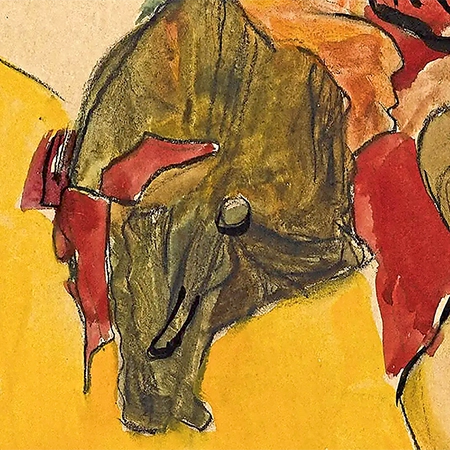 Egon Schieles „Schuhe anziehendes Mädchen“ (1910)