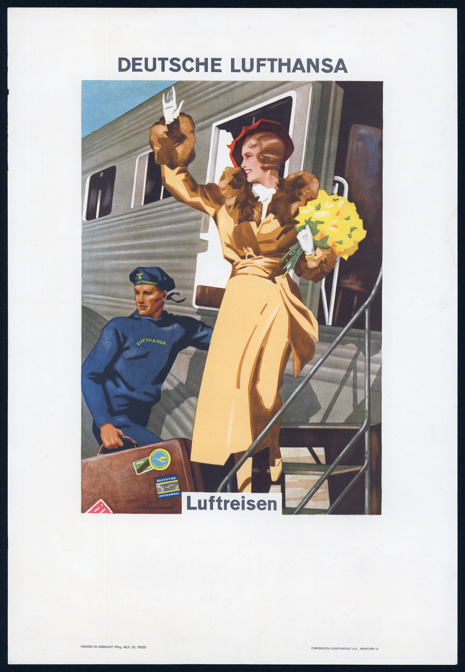 altes Werbeplakat der Lufthansa