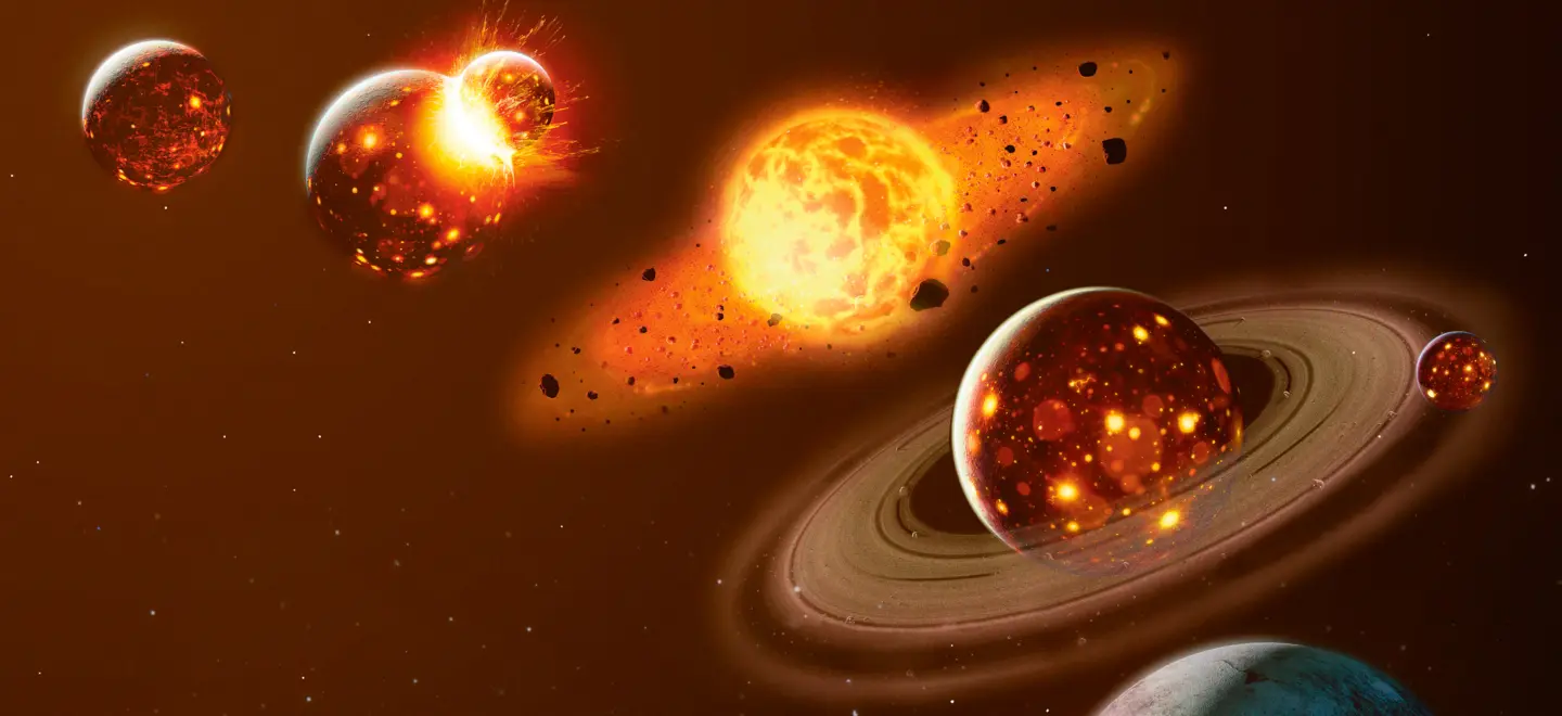 Ursprung: Vor rund vier Milliarden Jahren formten sich die Planeten im Sonnensystem. Fast zeitgleich gab es die ersten Bausteine des Lebens auf der Erde.