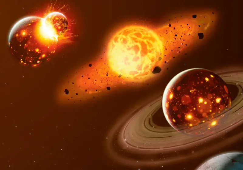 Ursprung: Vor rund vier Milliarden Jahren formten sich die Planeten im Sonnensystem. Fast zeitgleich gab es die ersten Bausteine des Lebens auf der Erde.