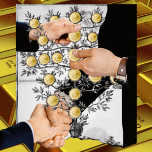 Stammbaum-Illustration mit weiterreichenden Händen
